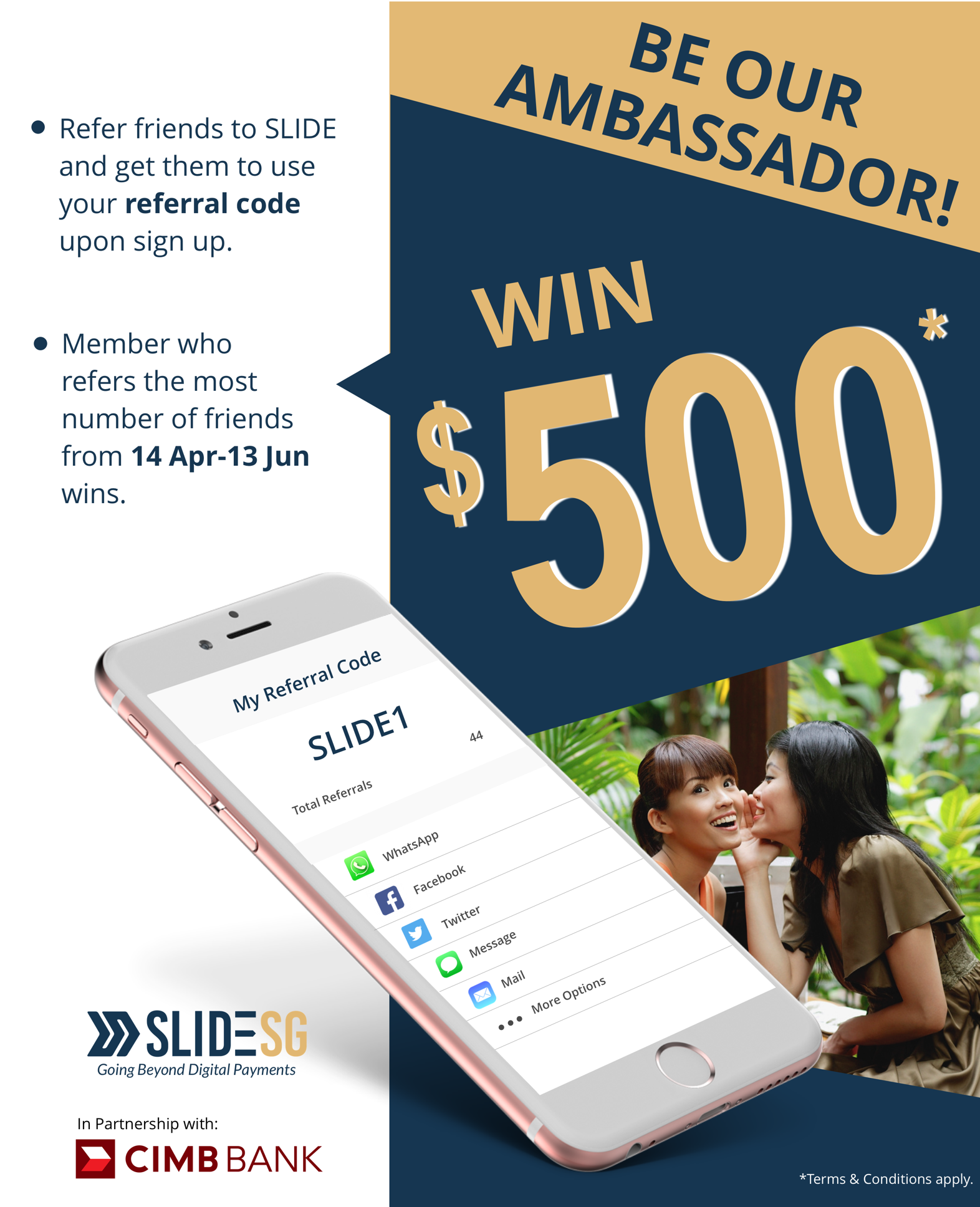 design poster for SLIDE Top Ambassador Promo in partnership with CIMB bank