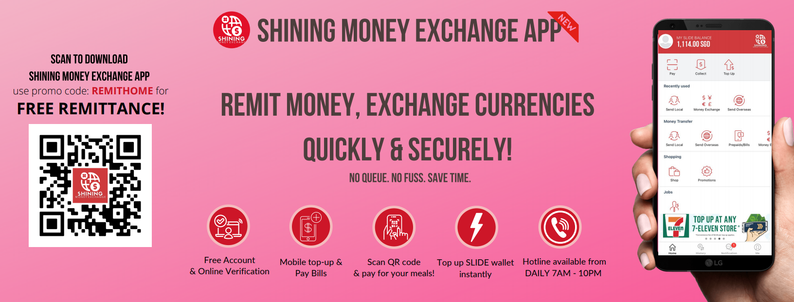 web banner of shining money exchange